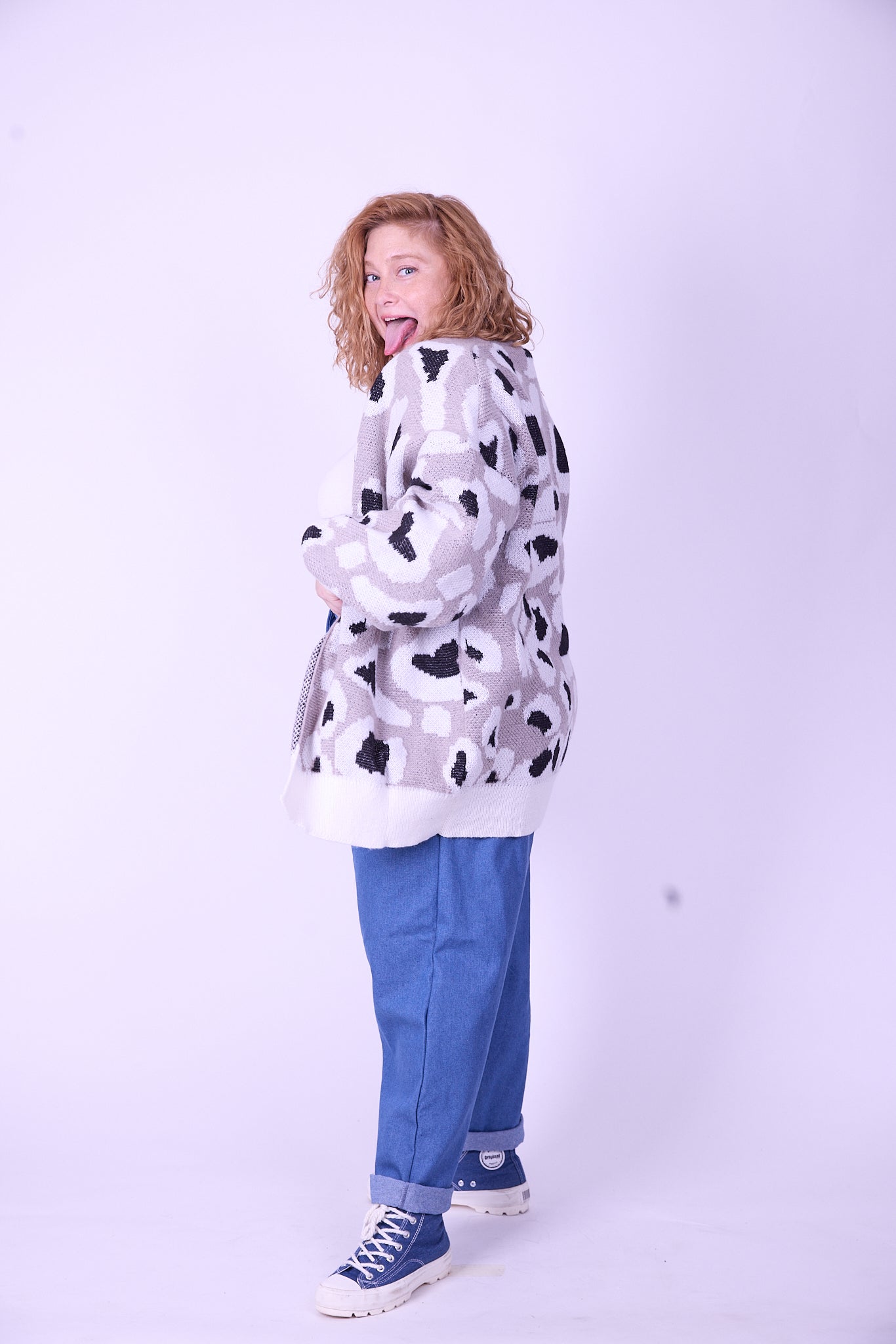 קרדיגן סריג- חברבורות אפור