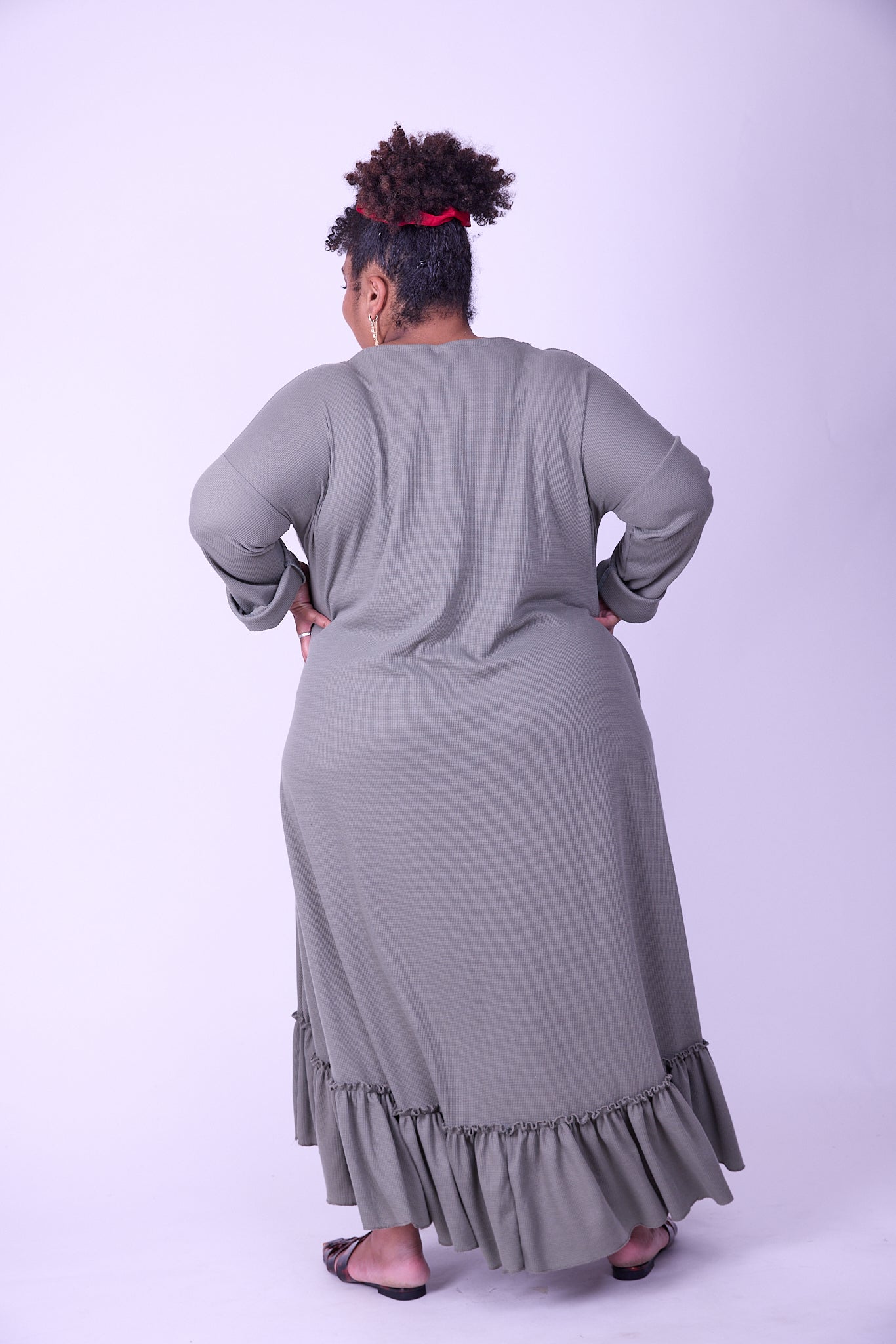 שמלת קוקו ממרוקו - ירוק זית ואפל