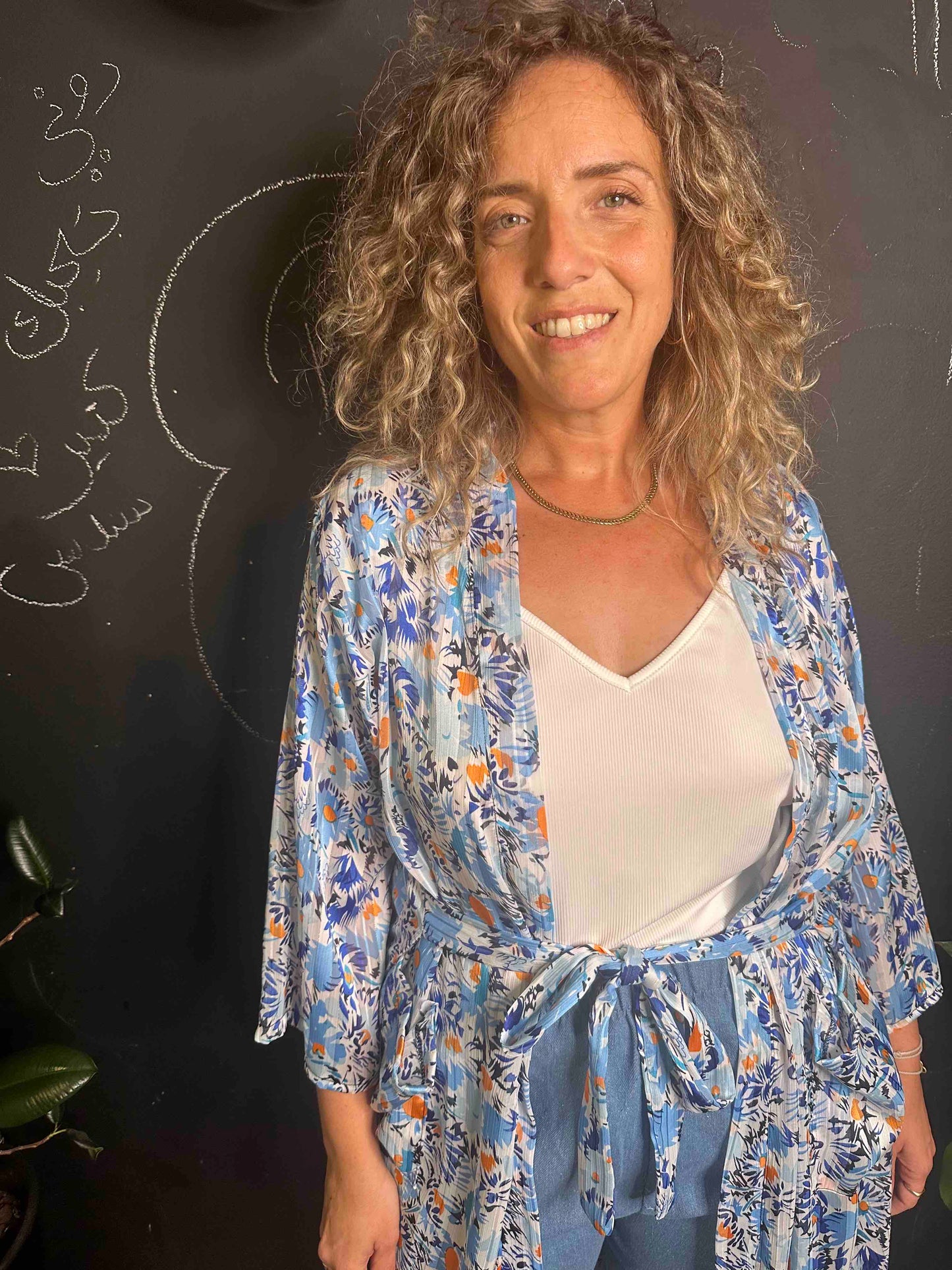 קימונו אבו אלי - פרחוני כחול