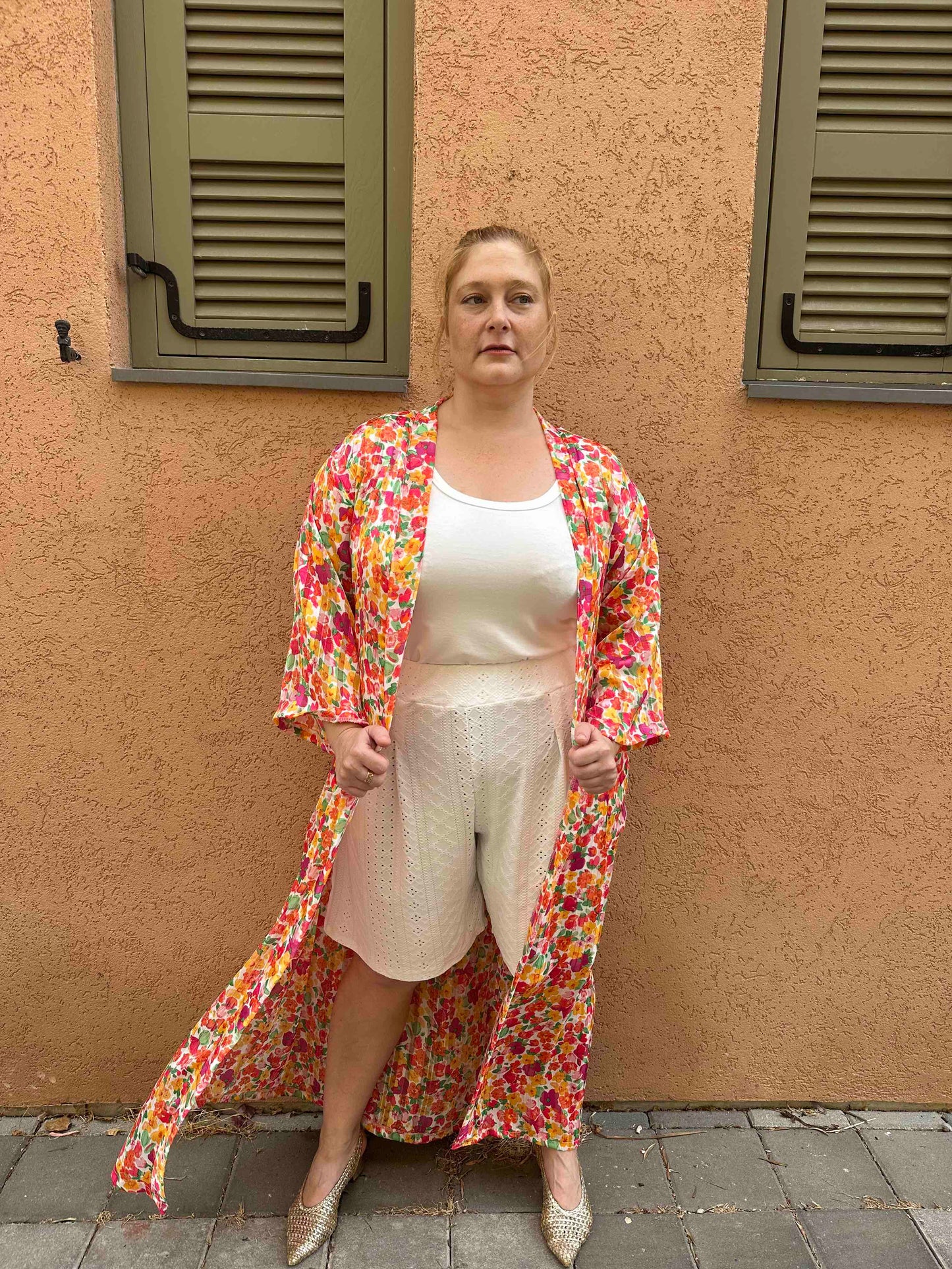 קימונו אבו אלי - פרחוני ורוד