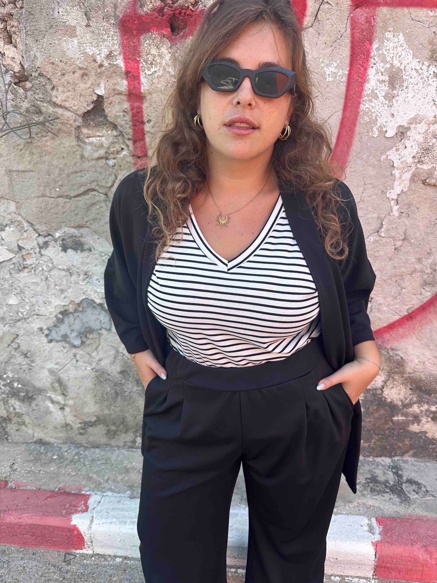 קימונו ציוני - שחור טריקו