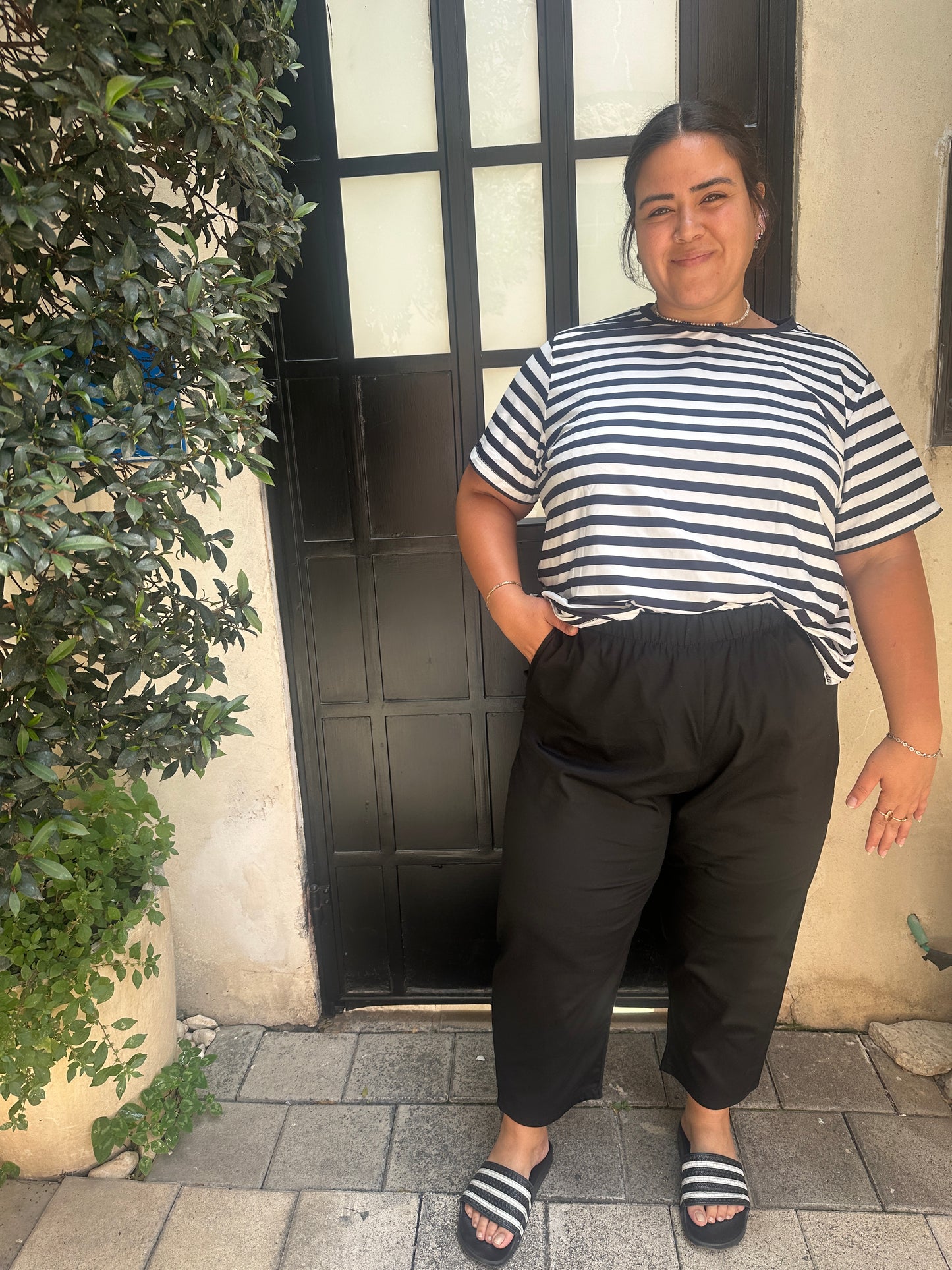 טישירט סופר קלאסיקו - שחור לבן פסים