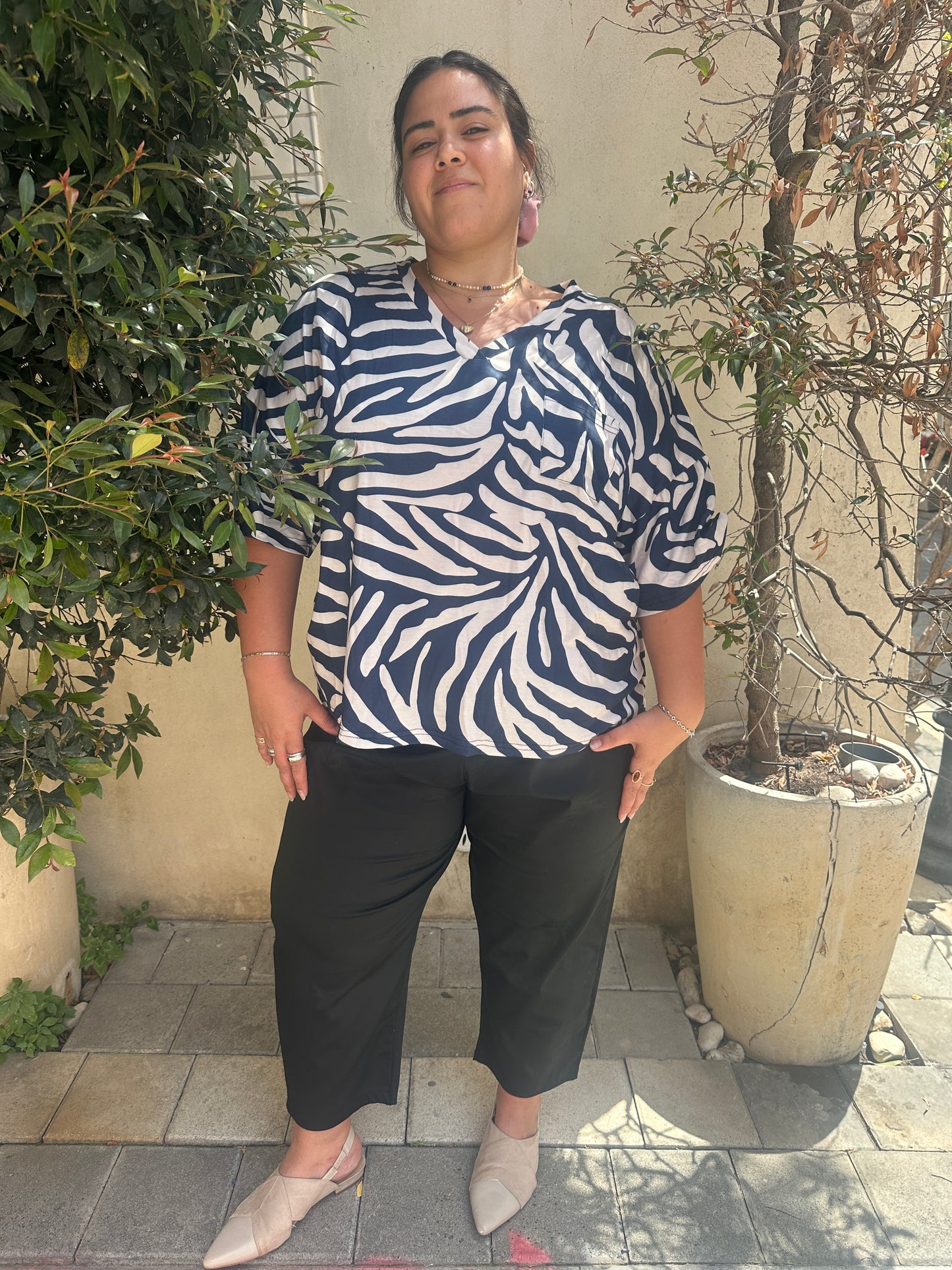 טישירט זרוקי - כחול זברה