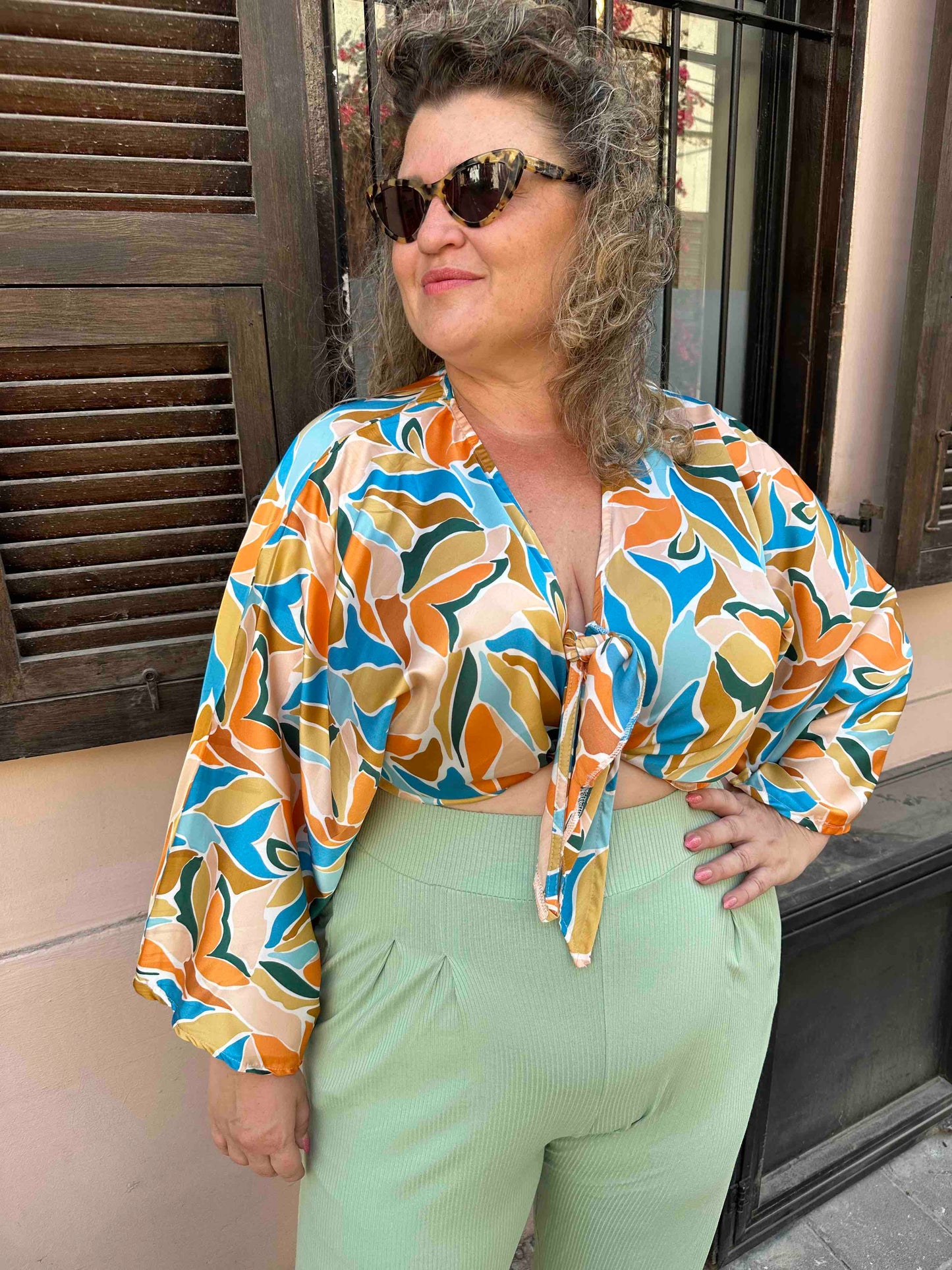 עליונית גם וגם - כתום תכלת סאטן