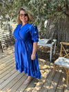 שמלת מדרגות הרבנות - כחול סאטן