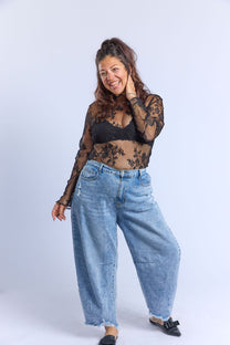 חולצת לולו - תחרה שחור