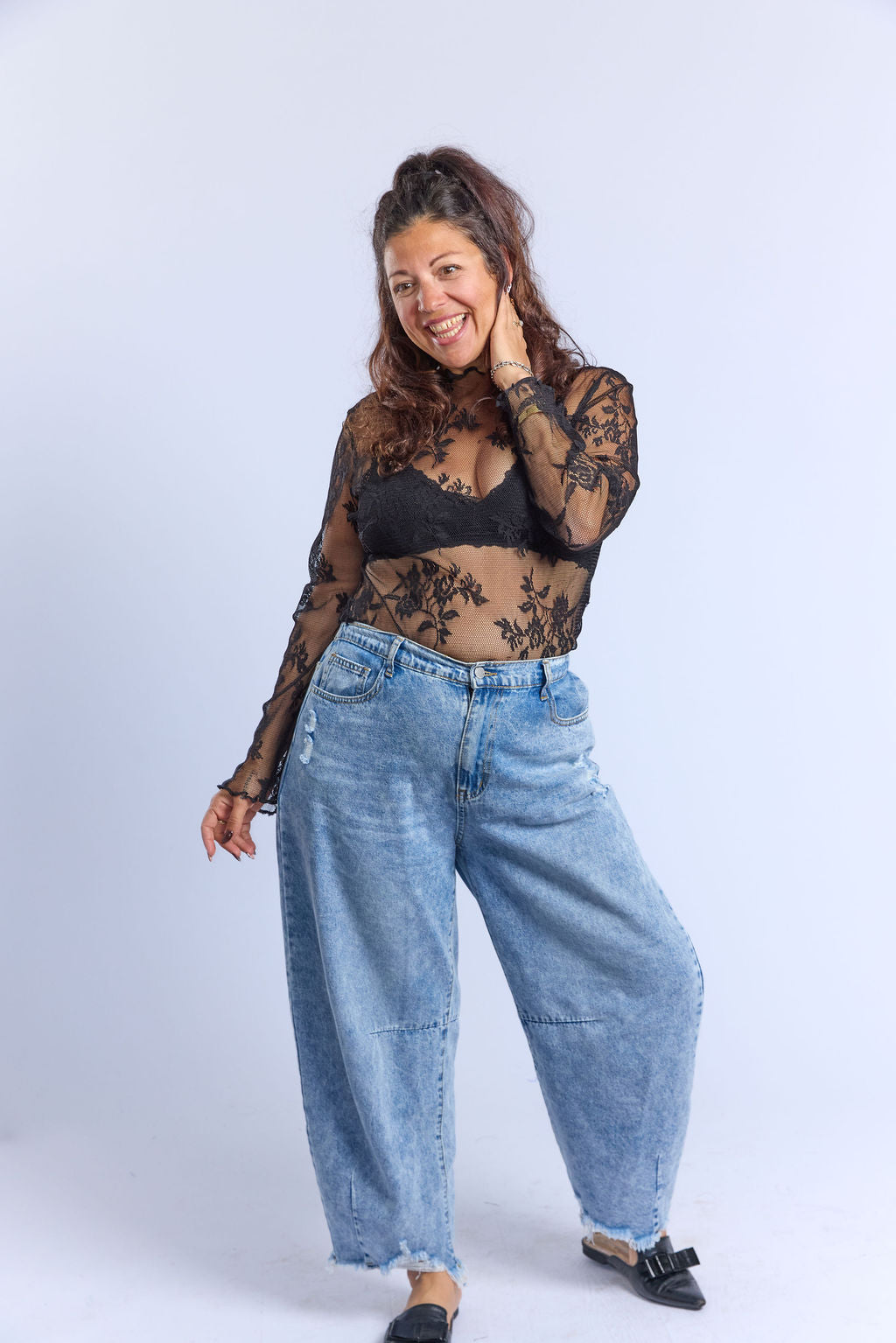 חולצת לולו - תחרה שחור