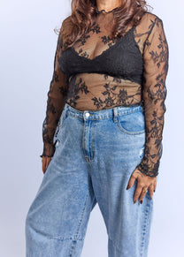 חולצת לולו - תחרה שחור