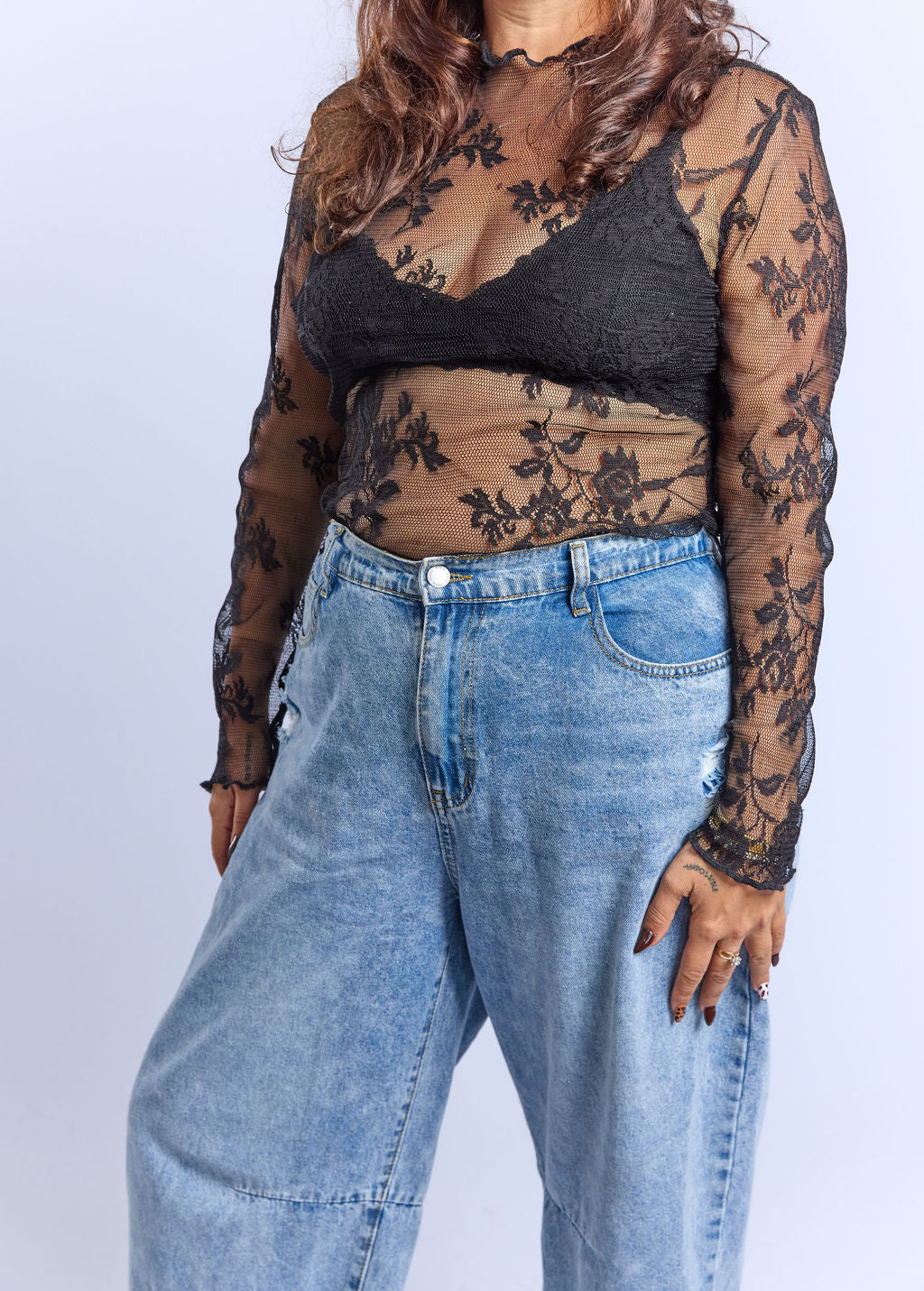 חולצת לולו - תחרה שחור