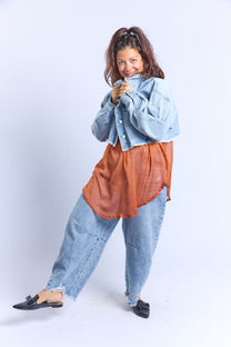 ג׳קט ג׳ינס סטפי - בהיר קרעים