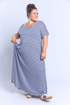 שמלת תכבסי לפעמים -פסים כחול לבן