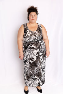 שמלת מאמי - עלים שחור אפור