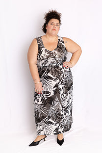 שמלת מאמי - עלים שחור אפור