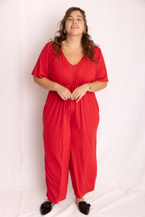 אוברול אמילי קצר -אדום