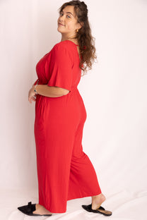 אוברול אמילי קצר -אדום