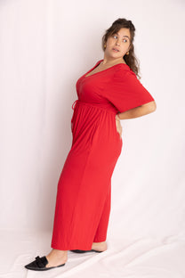 אוברול אמילי קצר -אדום