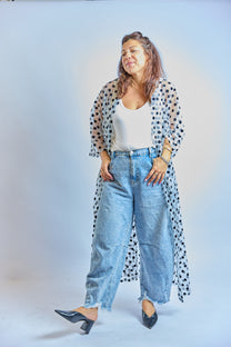 קימונו אבו אלי -  לבן נקודות