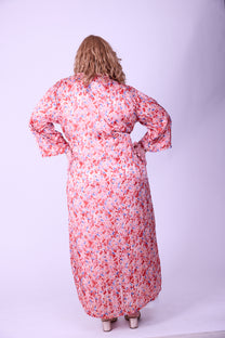 קימונו אבו אלי - אדום פרחוני