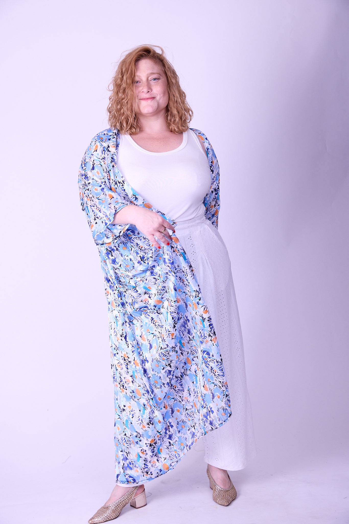 קימונו אבו אלי - פרחוני כחול