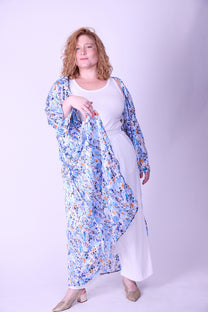 קימונו אבו אלי - פרחוני כחול
