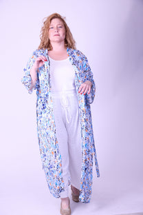 קימונו אבו אלי - פרחוני כחול