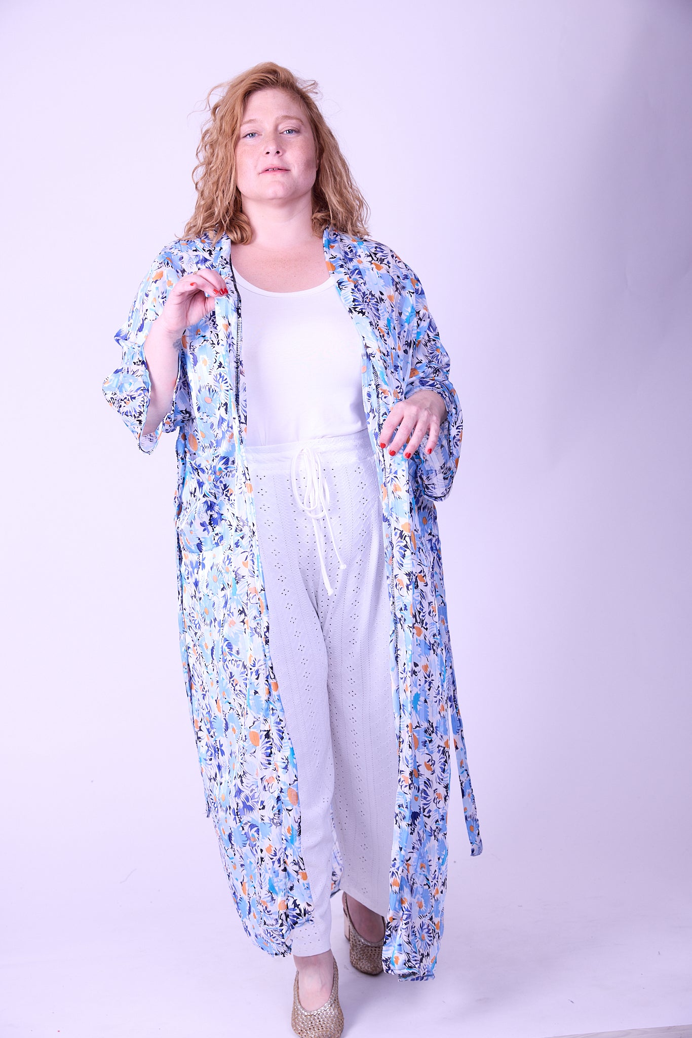 קימונו אבו אלי - פרחוני כחול