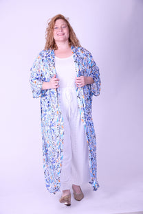 קימונו אבו אלי - פרחוני כחול