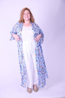 קימונו אבו אלי - פרחוני כחול