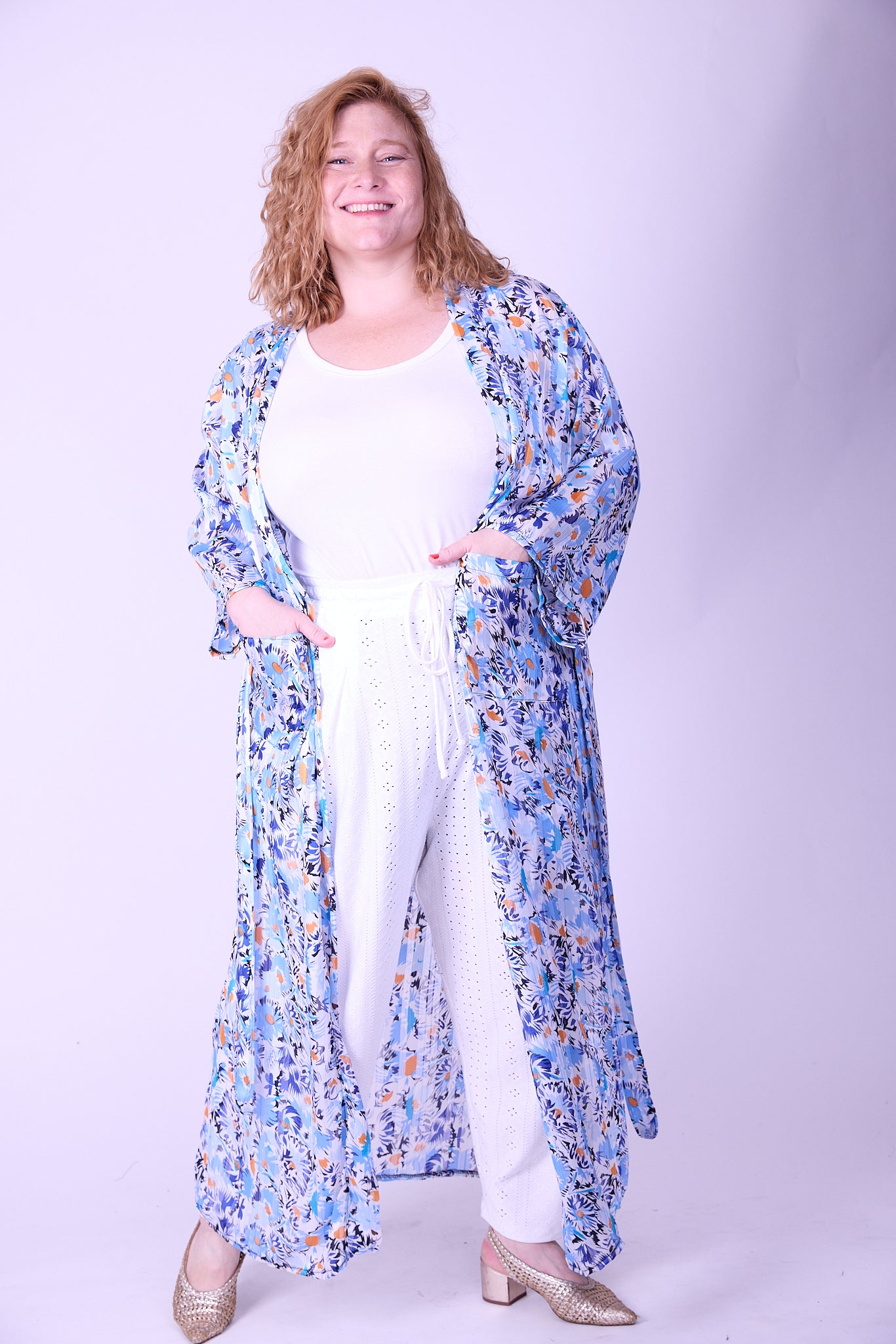 קימונו אבו אלי - פרחוני כחול