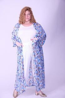 קימונו אבו אלי - פרחוני כחול