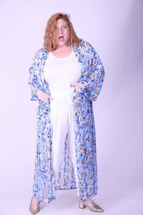 קימונו אבו אלי - פרחוני כחול