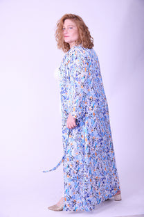 קימונו אבו אלי - פרחוני כחול