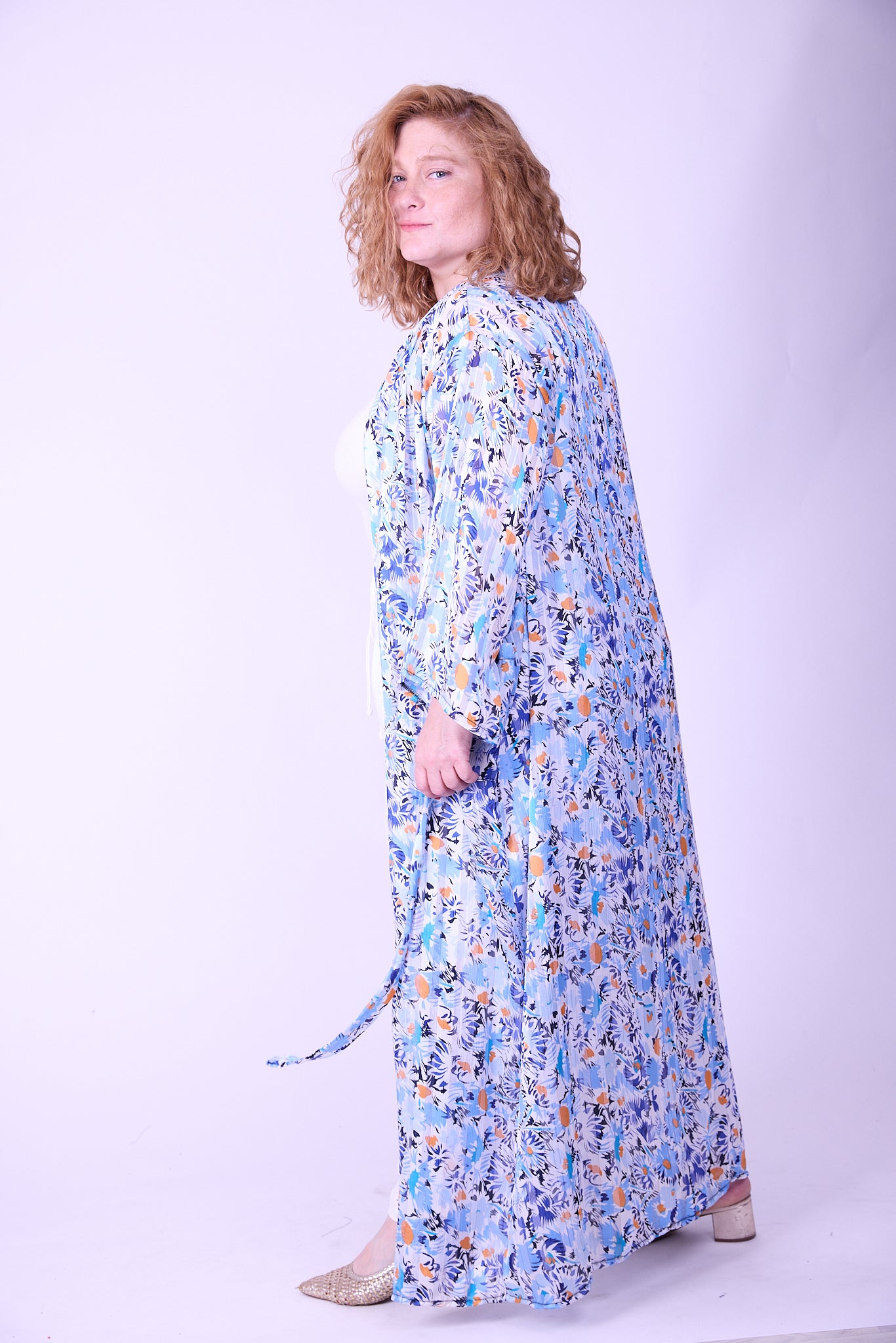 קימונו אבו אלי - פרחוני כחול