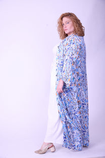 קימונו אבו אלי - פרחוני כחול