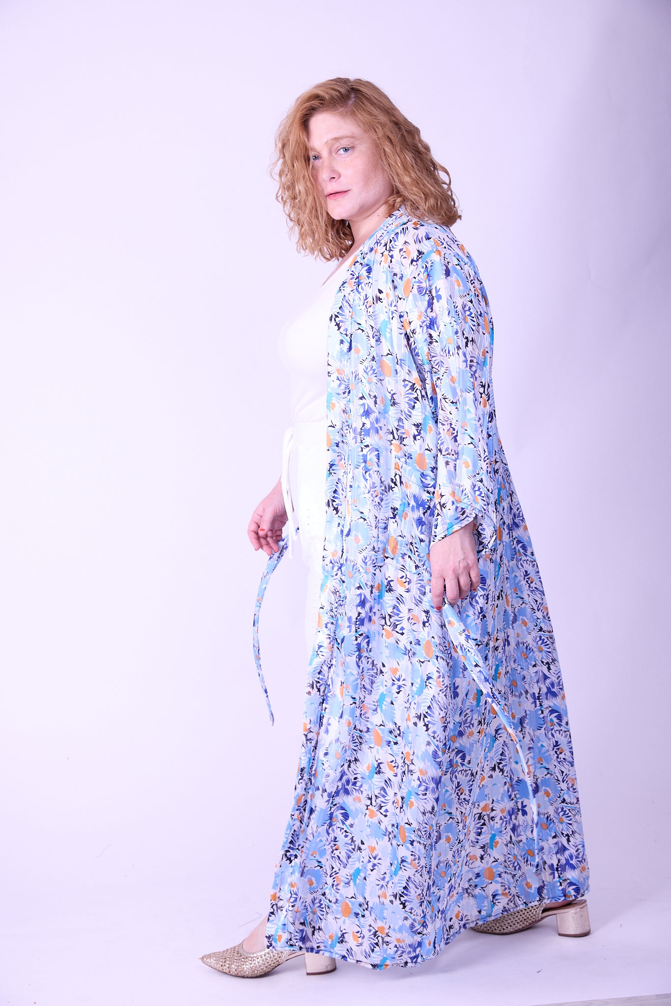 קימונו אבו אלי - פרחוני כחול