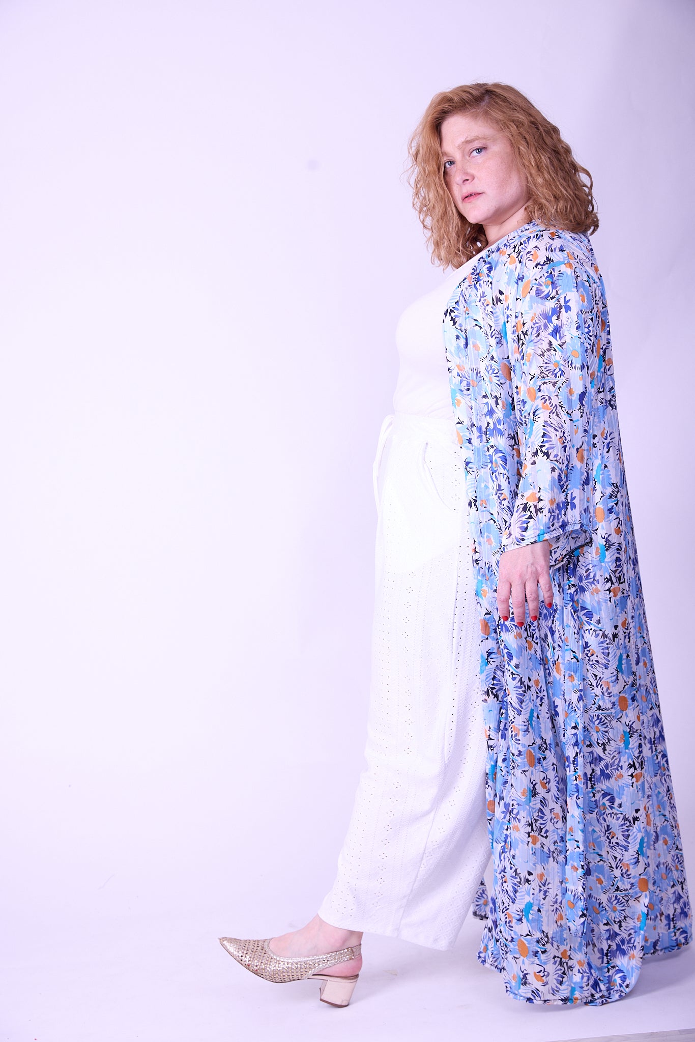 קימונו אבו אלי - פרחוני כחול