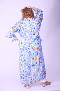 קימונו אבו אלי - פרחוני כחול