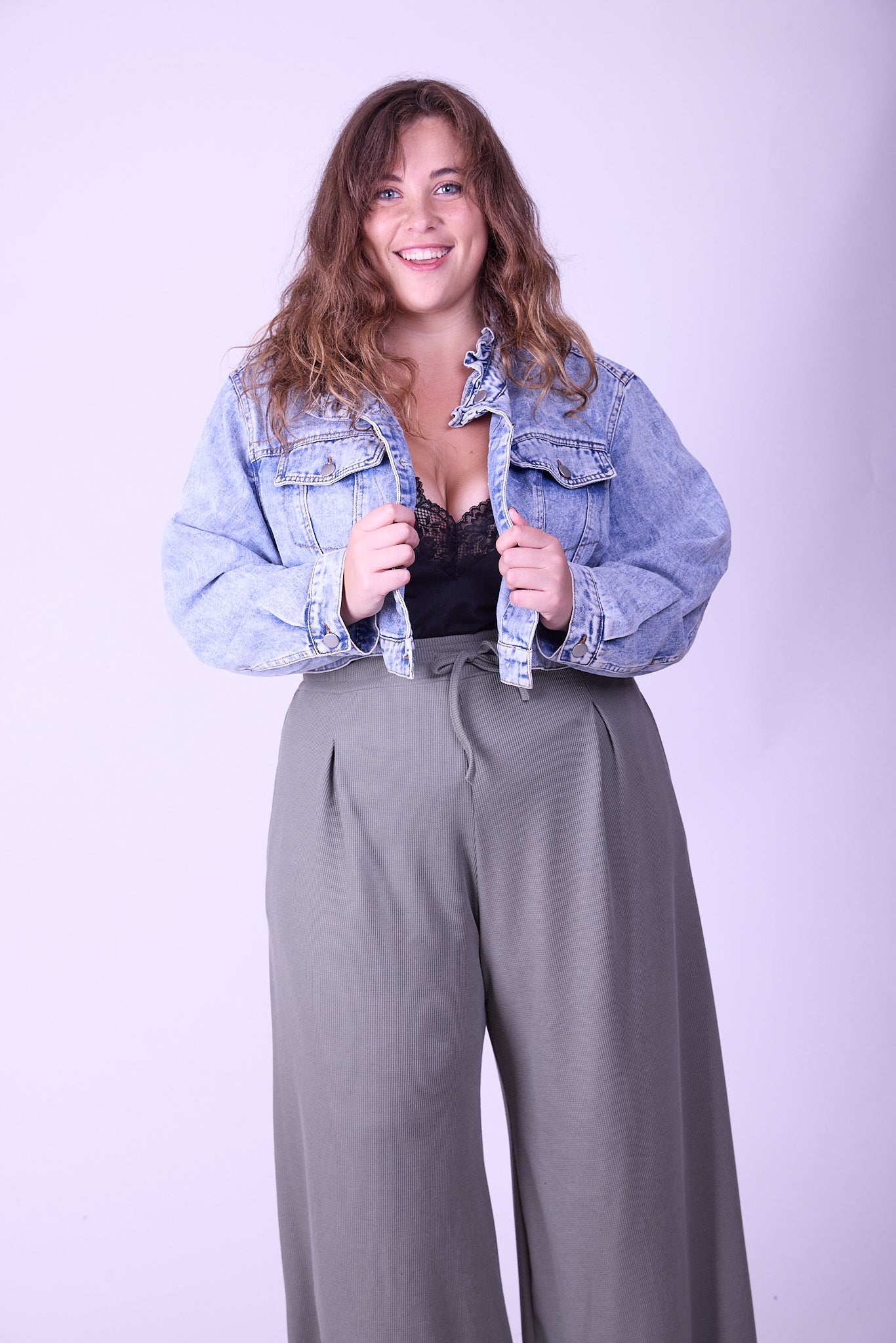 מכנסי מולי - ירוק זית ואפל