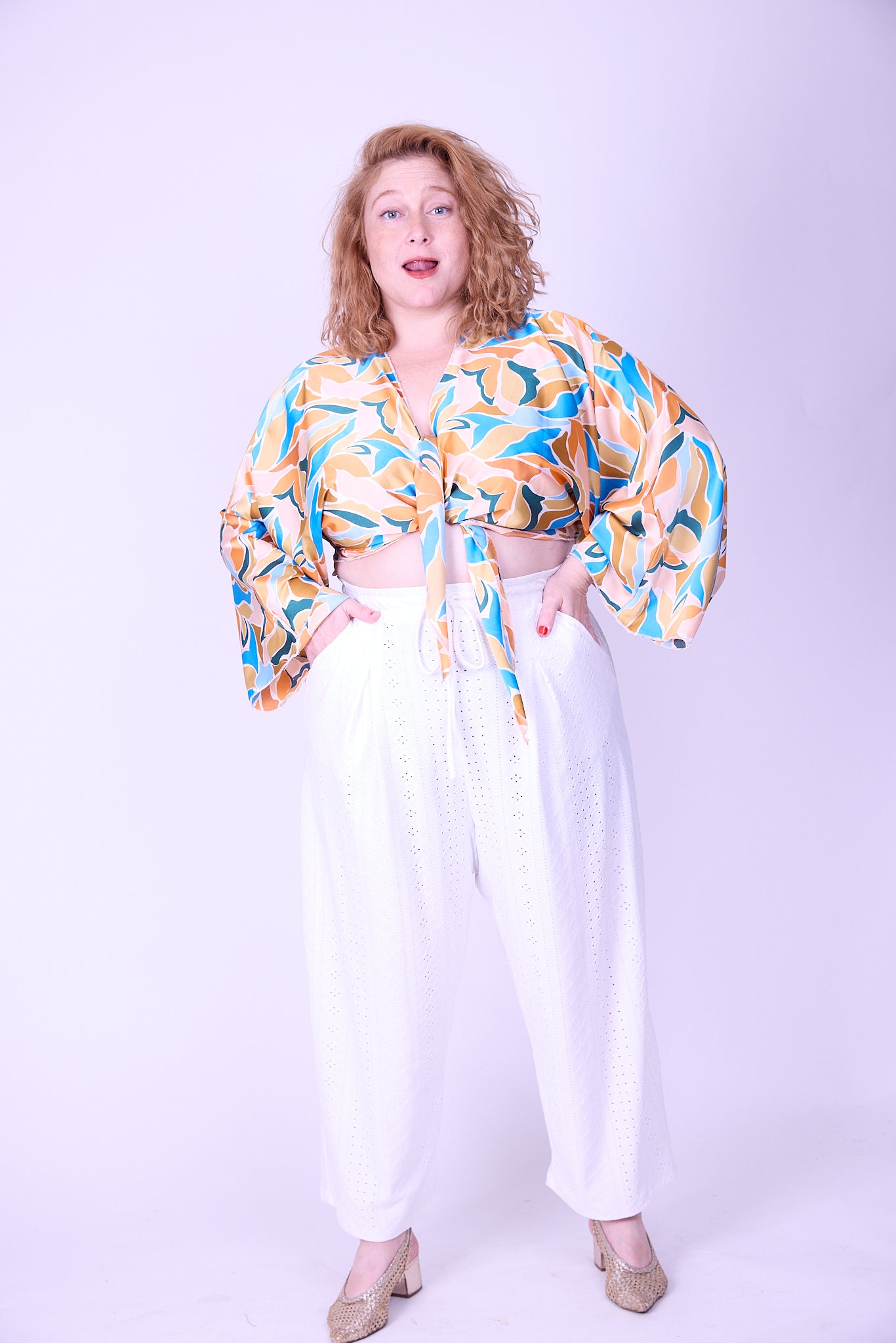 עליונית גם וגם - כתום תכלת סאטן