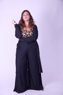 עליונית קימונו שמיכי -שחור סריג