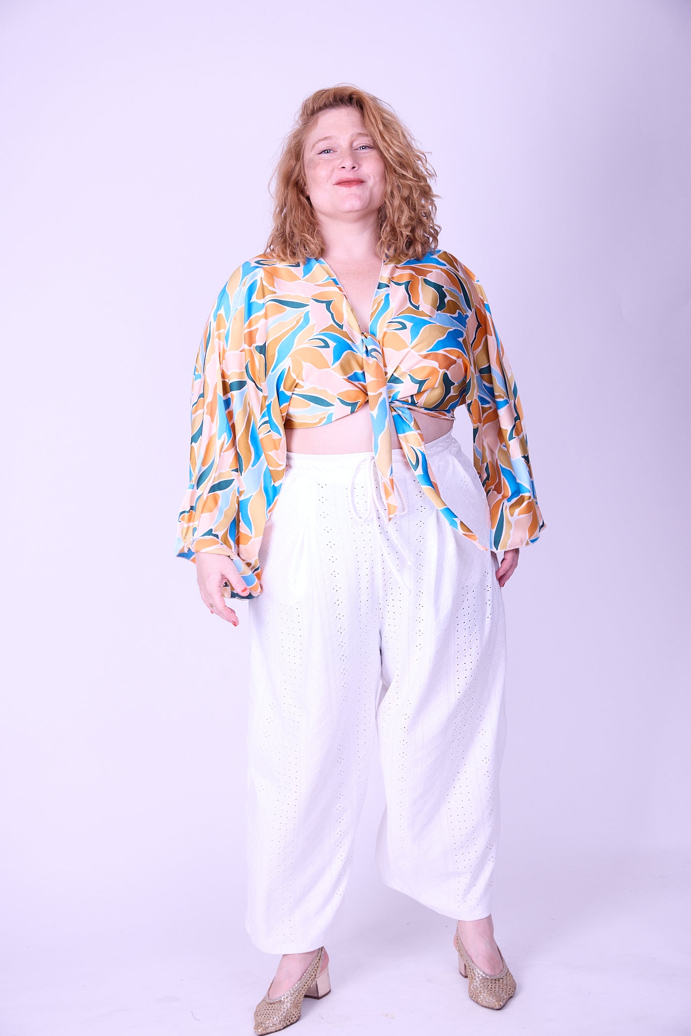 עליונית גם וגם - כתום תכלת סאטן