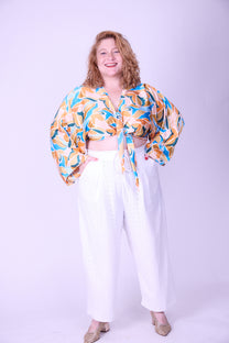 עליונית גם וגם - כתום תכלת סאטן