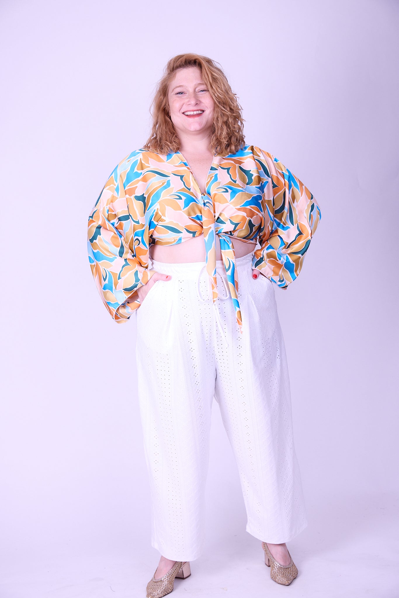 עליונית גם וגם - כתום תכלת סאטן