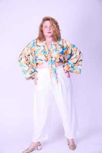 עליונית גם וגם - כתום תכלת סאטן