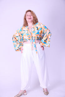 עליונית גם וגם - כתום תכלת סאטן