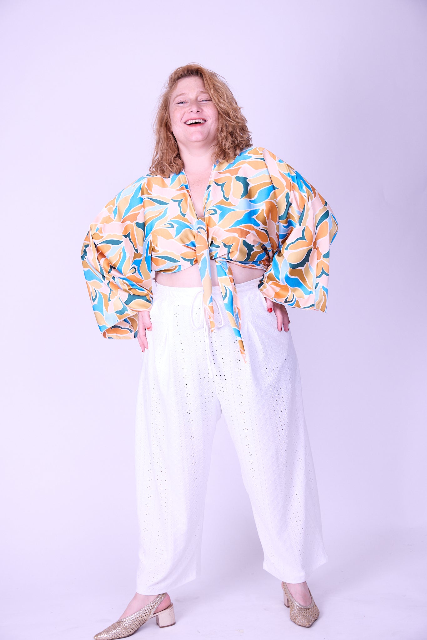 עליונית גם וגם - כתום תכלת סאטן