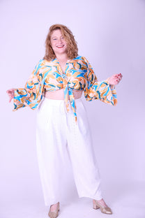 עליונית גם וגם - כתום תכלת סאטן