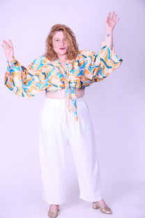 עליונית גם וגם - כתום תכלת סאטן