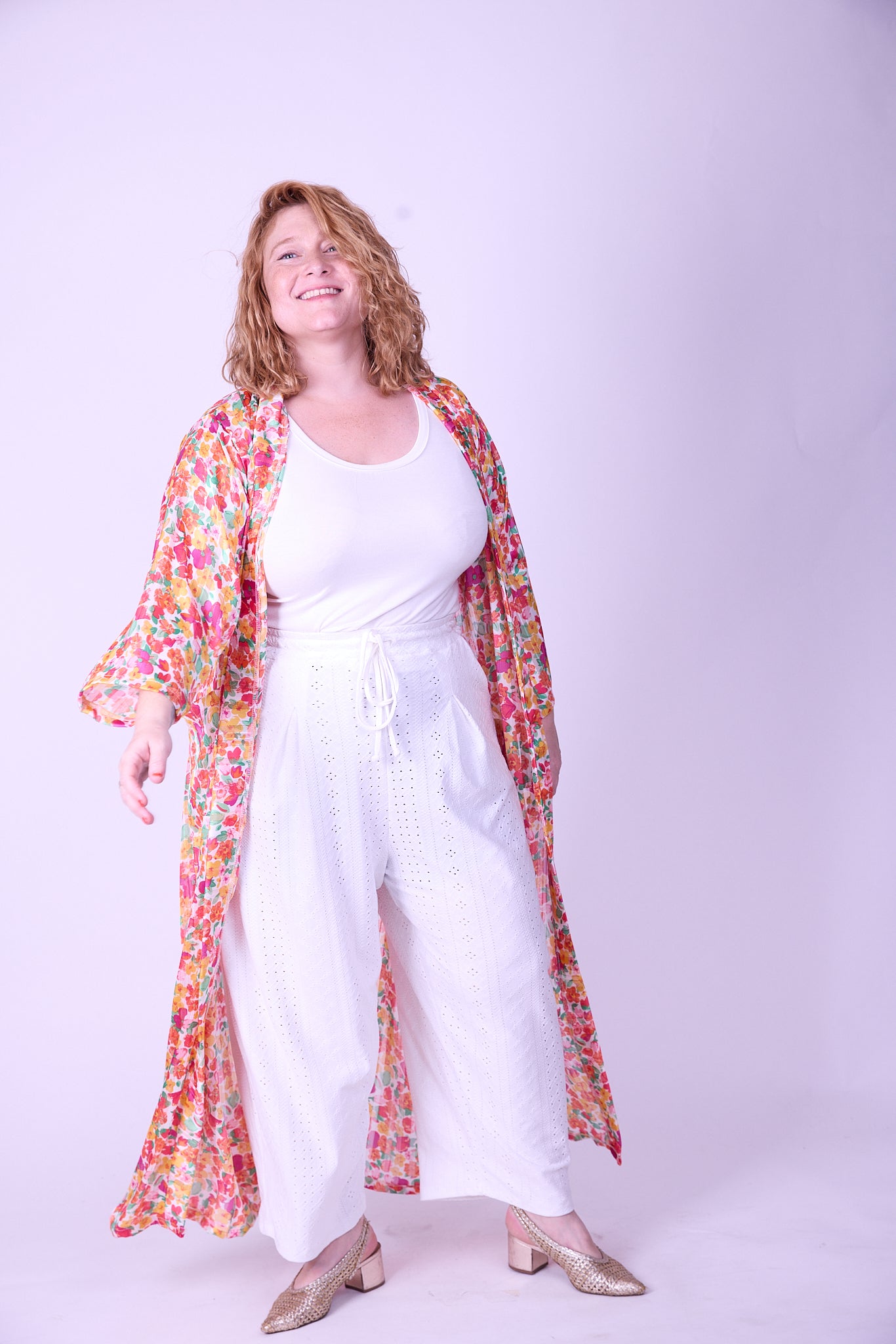 קימונו אבו אלי - פרחוני ורוד
