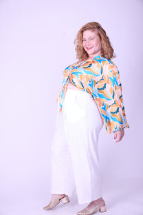 עליונית גם וגם - כתום תכלת סאטן